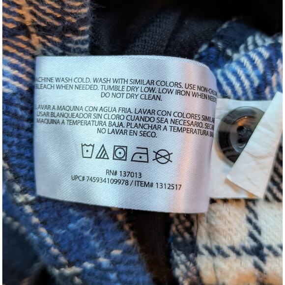 Orvis Mens Flannel Shacket Shirt Jacket XL Blue White Plaid Heavyweight Pockets - Picture 11 of 11